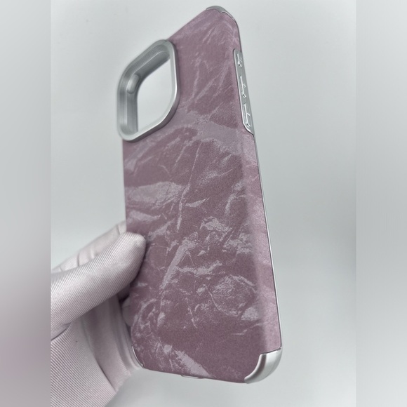 iPhone 16 Pro Max Case – Crushed Velvet Texture,Silver Frame | Luxe & Minimalist - Picture 6 of 6